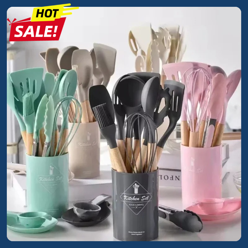 12Pcs Silicone Utensils Set No - đánh giá và giá Silicone Spatula Set