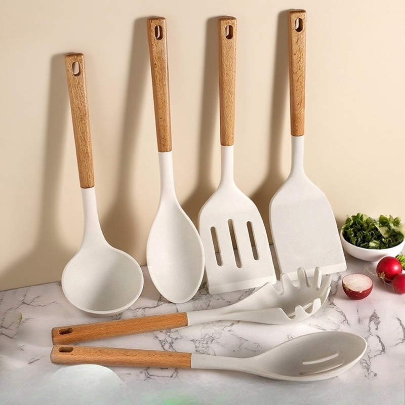 Wooden handle silicone spatula - đánh giá và giá Silicone Spatula Set