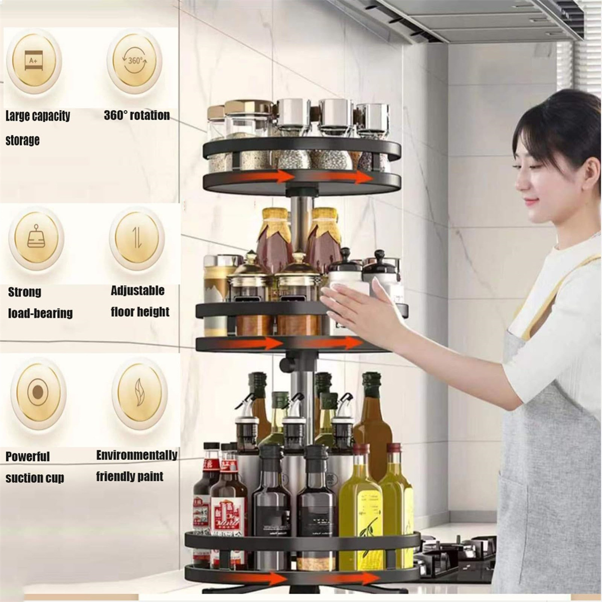 360°Rotation Spice Rack Organi - đánh giá và giá Kitchen Gadgets Storage Ideas